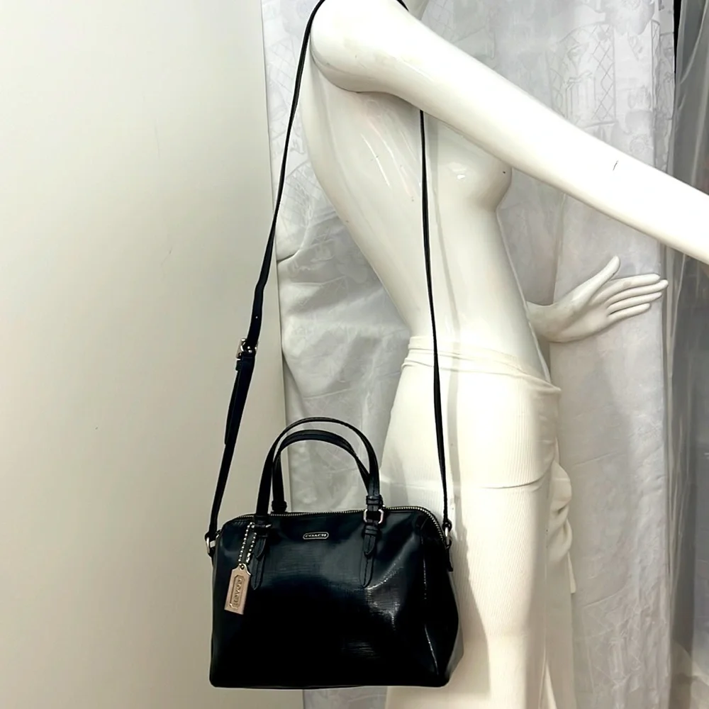 Coach Peyton Bennett Patent Crosshatch Leather Mini Shoulder Crossbody Bag